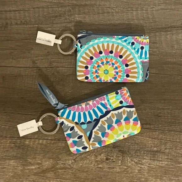 Vera Bradley Zip-Up Change Purse+ID Card Holder Keychains - Picture 2 of 5